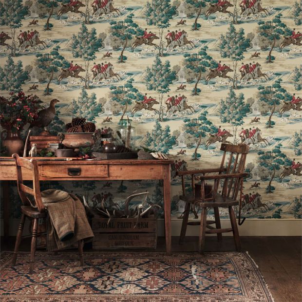 Tally Ho Hunting Wallpaper | Sanderson | Vintage