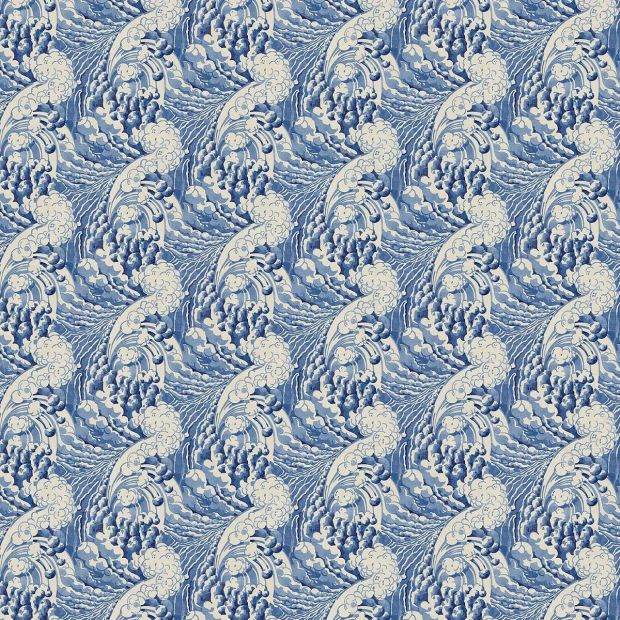 The Wave Wallpaper Indigo Blue