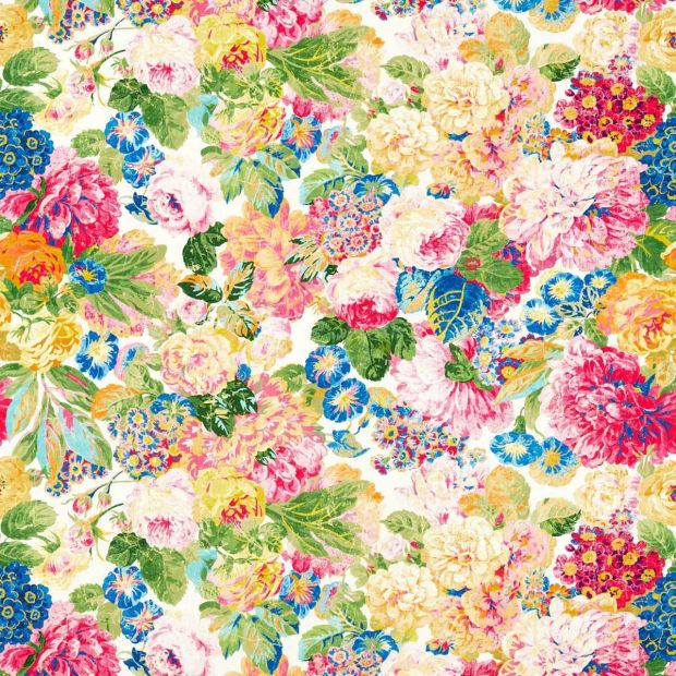 Very Rose and Peony Fabric Multi-colour