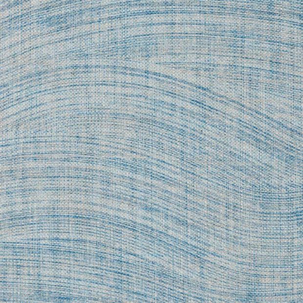 Wave Linen Fabric Blue Print
