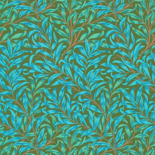 Willow Bough Wallpaper Olive Green Turquoise