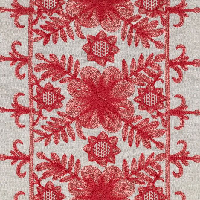 Angelica Embroidery Fabric Coral Pink Curtain Fabric Blithfield