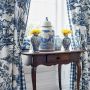 Antilles Navy Blue Toile Curtain Fabric