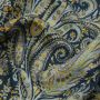 Blue and Green Paisley Linen Fabric