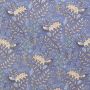 Cereme Linen Fabric Indigo Blue Bird Print