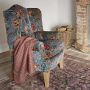 Chatterpie Blue and Red Floral Velvet Armchair