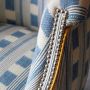 Cream and Blue Striped Fabric