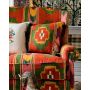 Erdely Red and Green Ikat Upholstery Fabric
