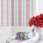 Fern Red and Blue Stripe Wallpaper
