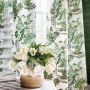Green and White Curtain Fabric