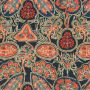 Heirloom Linen Fabric Dark Blue Orange Printed