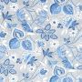Indienne Hazel Linen Fabric Blue Floral Leaf