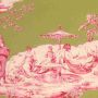 Plaisirs D'ete Cotton Fabric Green Pink Toile