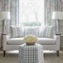 Saybrook Blue and Beige Check Fabric Footstool