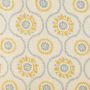Suzani Linen Fabric Blue Yellow Trellis Printed