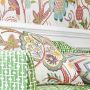 Windsor Red and Green Bird Print Linen Fabric