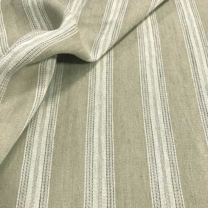 Callow Stripe Fabric Ash Grey Linen