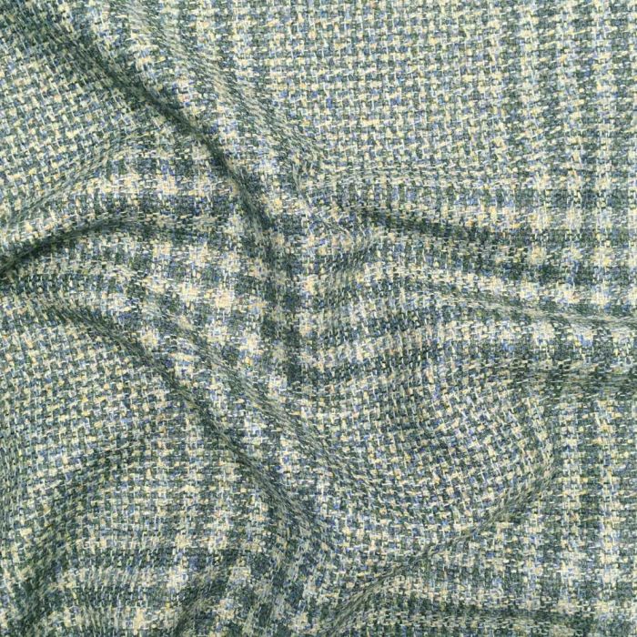 Chiffchaff Plaid Fabric Kingfisher Green Blue