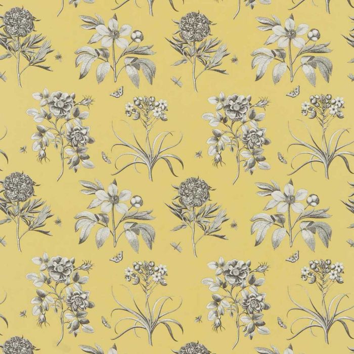 Etchings and Roses Fabric Empire Yellow Floral