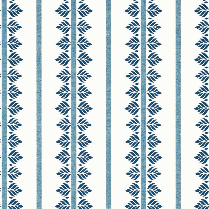 Fern Stripe Wallpaper Navy Blue