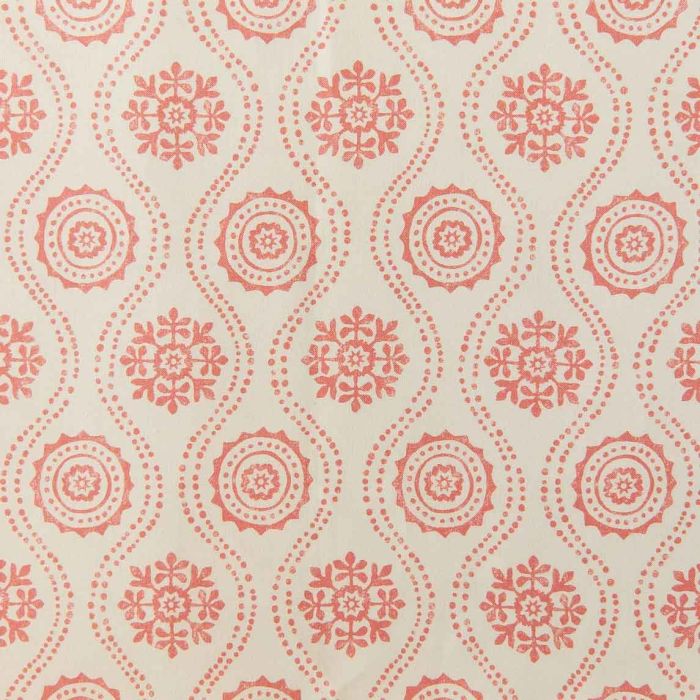 Hornfleur Linen Fabric Orange Coral Trellis Printed