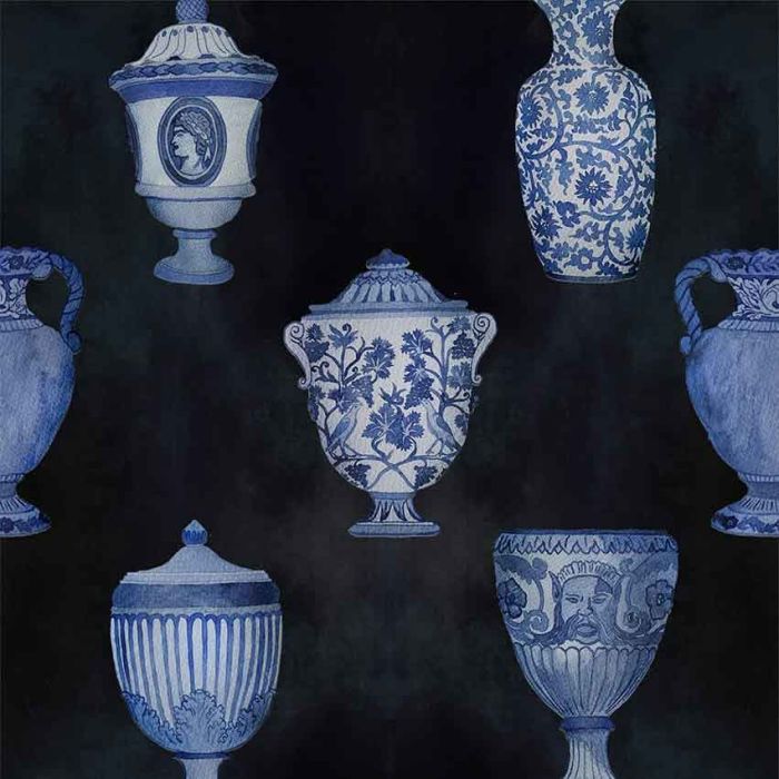 Porcelain Wallpaper Navy Blue