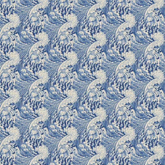 The Wave Wallpaper Indigo Blue