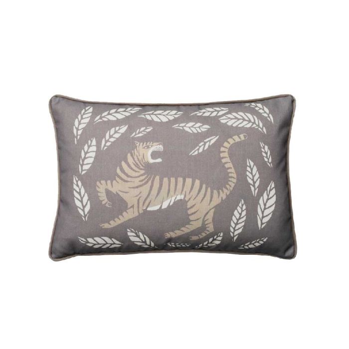 Tiger & Leaves Cushion Grey