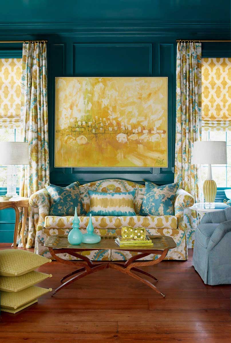 Teal and Yellow Living Room Ideas