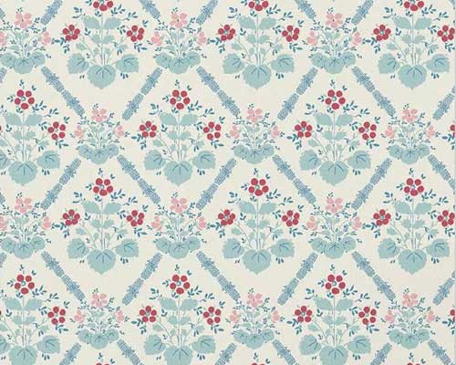 A Country House Twin Bedroom in Aqua Blue & Red