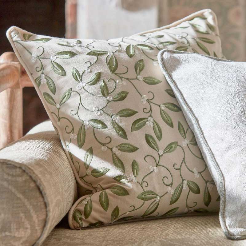 Green Leaf Embroidered Fabric