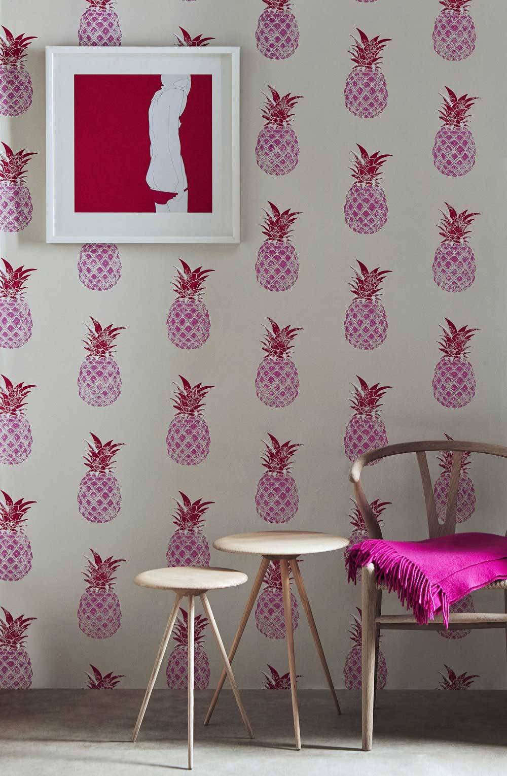 Pineapple Wallpaper Pink Barneby Gates