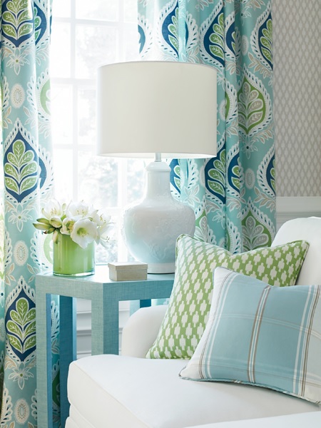 Blue and Green Curtains