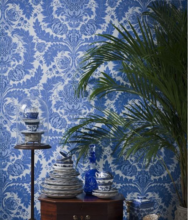 Coleridge Damask Wallpaper Blue