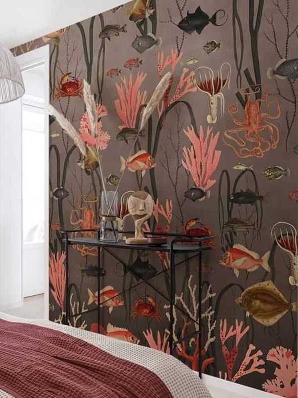 Coral Mural Wallpaper Bedroom
