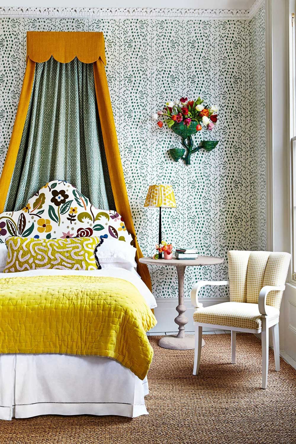Eclectic Green And Yellow Bedroom Idea