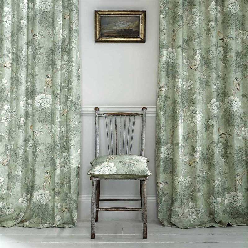 Green Floral Curtains