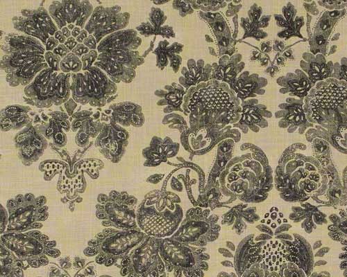 Floral Fabric on Linen in Charcoal