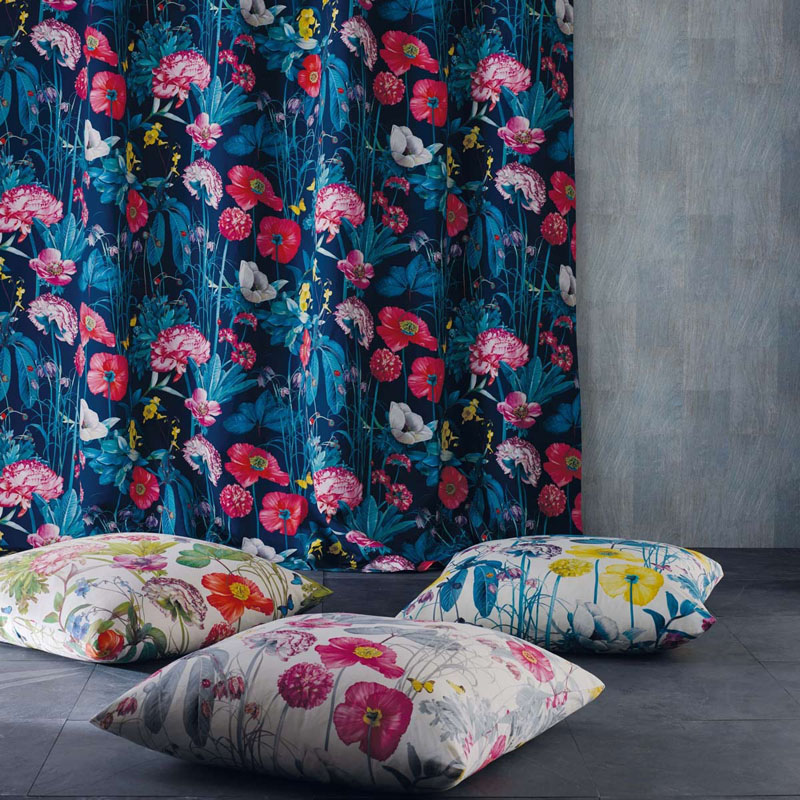 Blue and Pink Floral Fabric