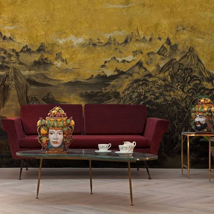 Kami Wall Mural In Ochre Yellow Interiors Guide