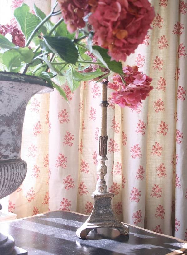 Pink Floral Curtain Fabric