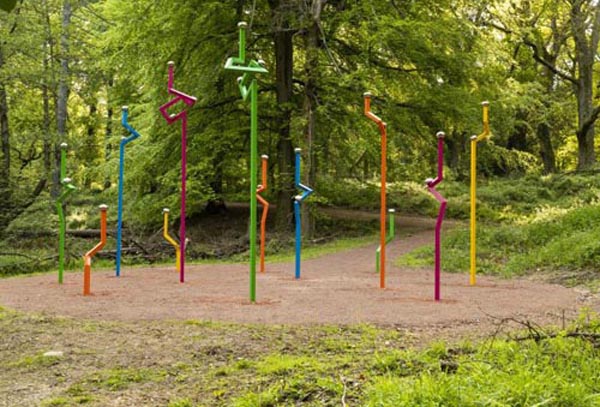 sculpture park in woods