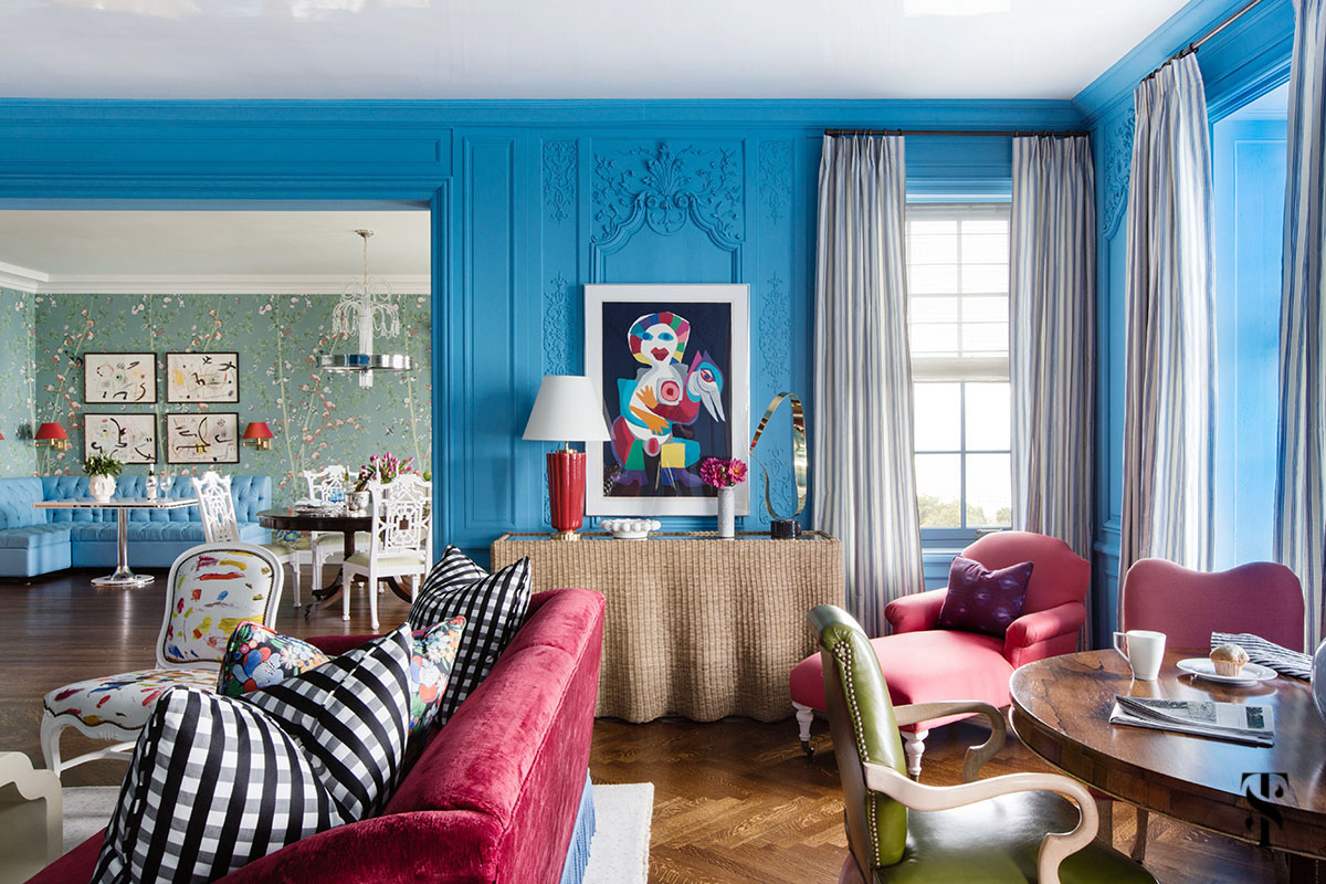 Blue Eclectic Living Room | Interior Design Ideas